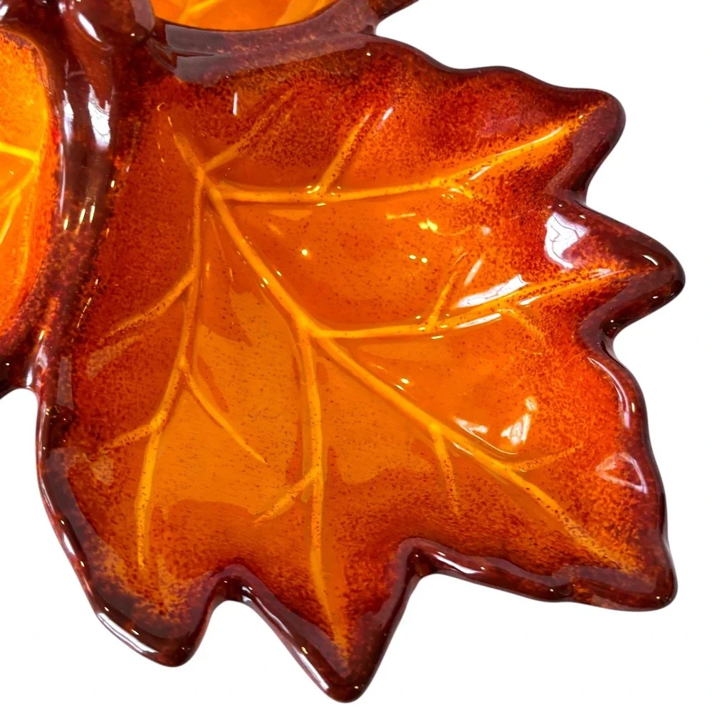 Better Homes & Gardens Heritage Maple Leaf Divided Serving Dish Ceramic Retired